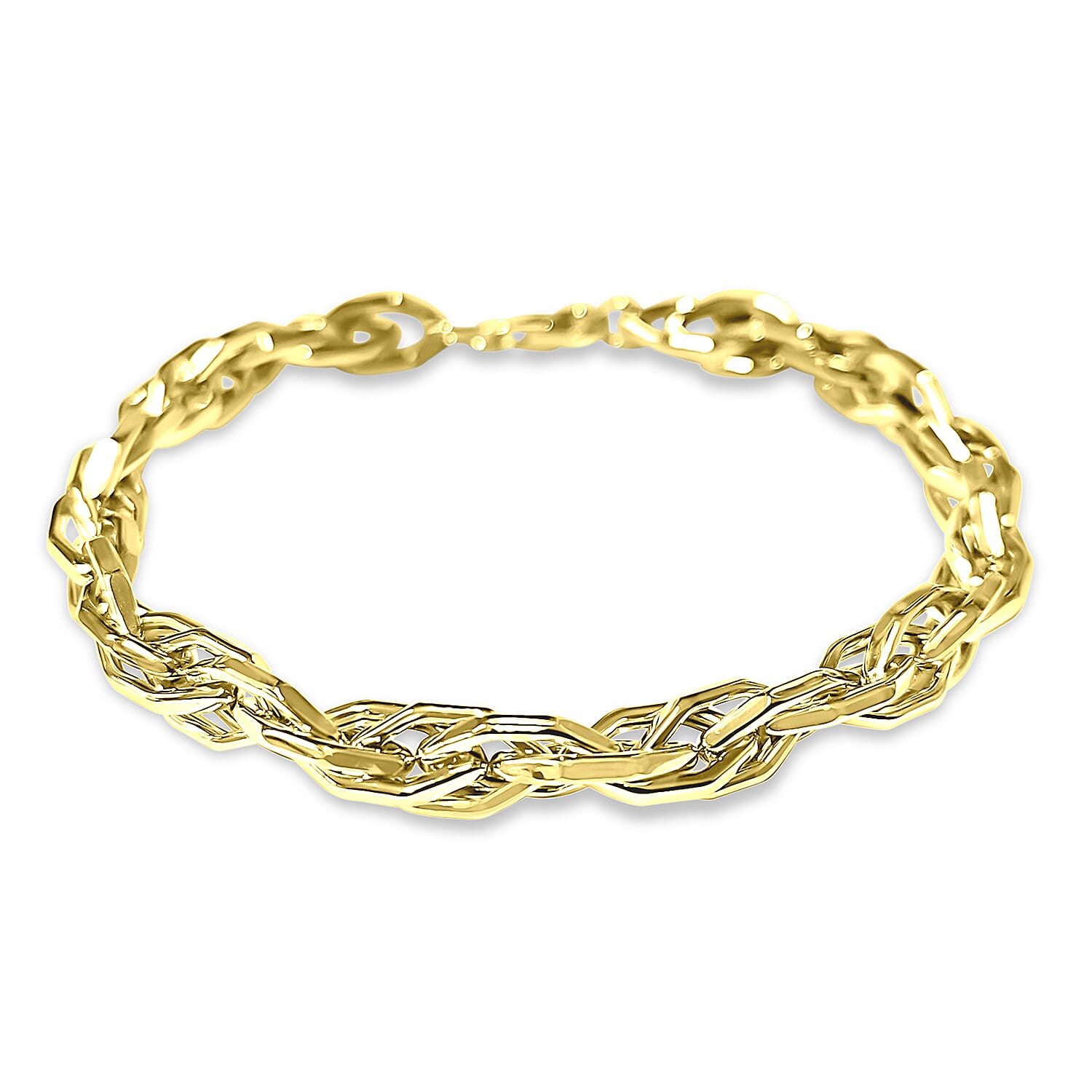 9k Gold Twisted Hexagonal Link Bracelet (Size - 8.5) 7861504 6