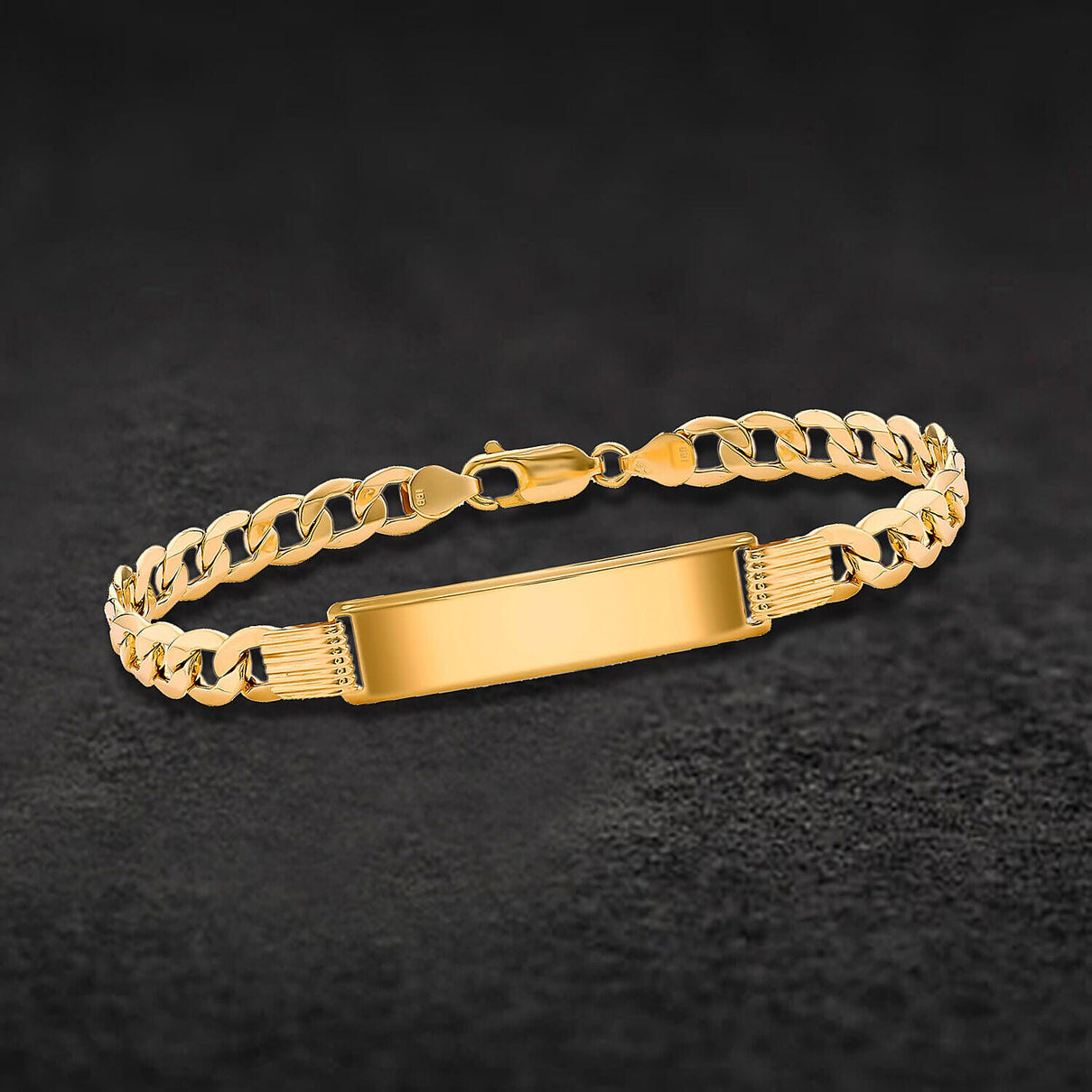 9K Yellow Gold 31mm x 8.5mm Hollow Curb ID Bracelet 8.5 Inch 7457193 1