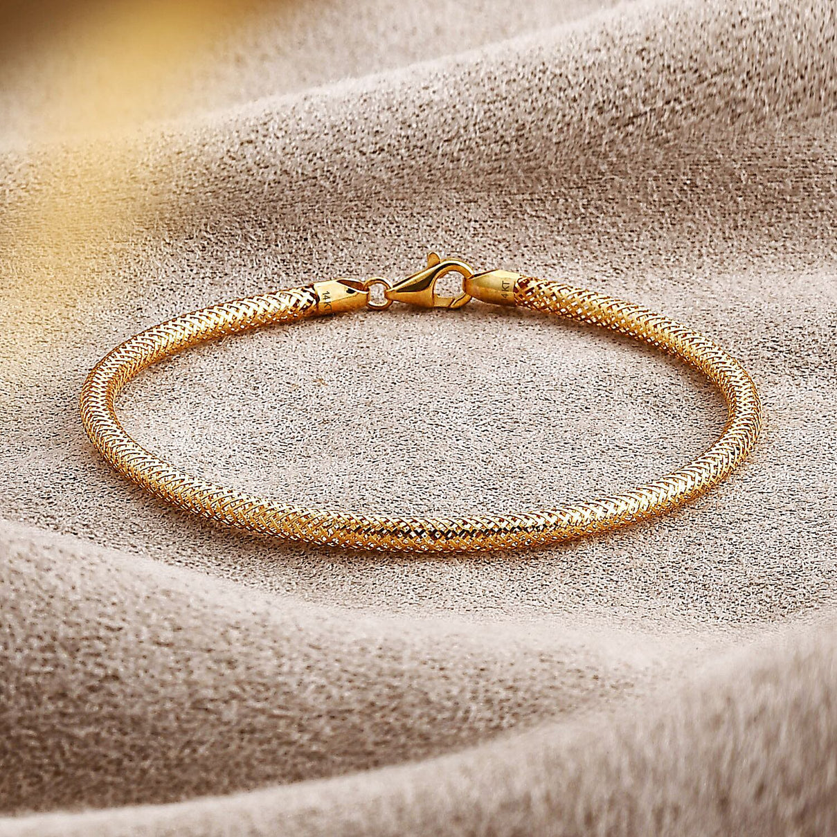 Royal Bali Collection 9K Yellow Gold Snake Textured Bracelet (Size - 8) with Lobster Clasp 8156051 2