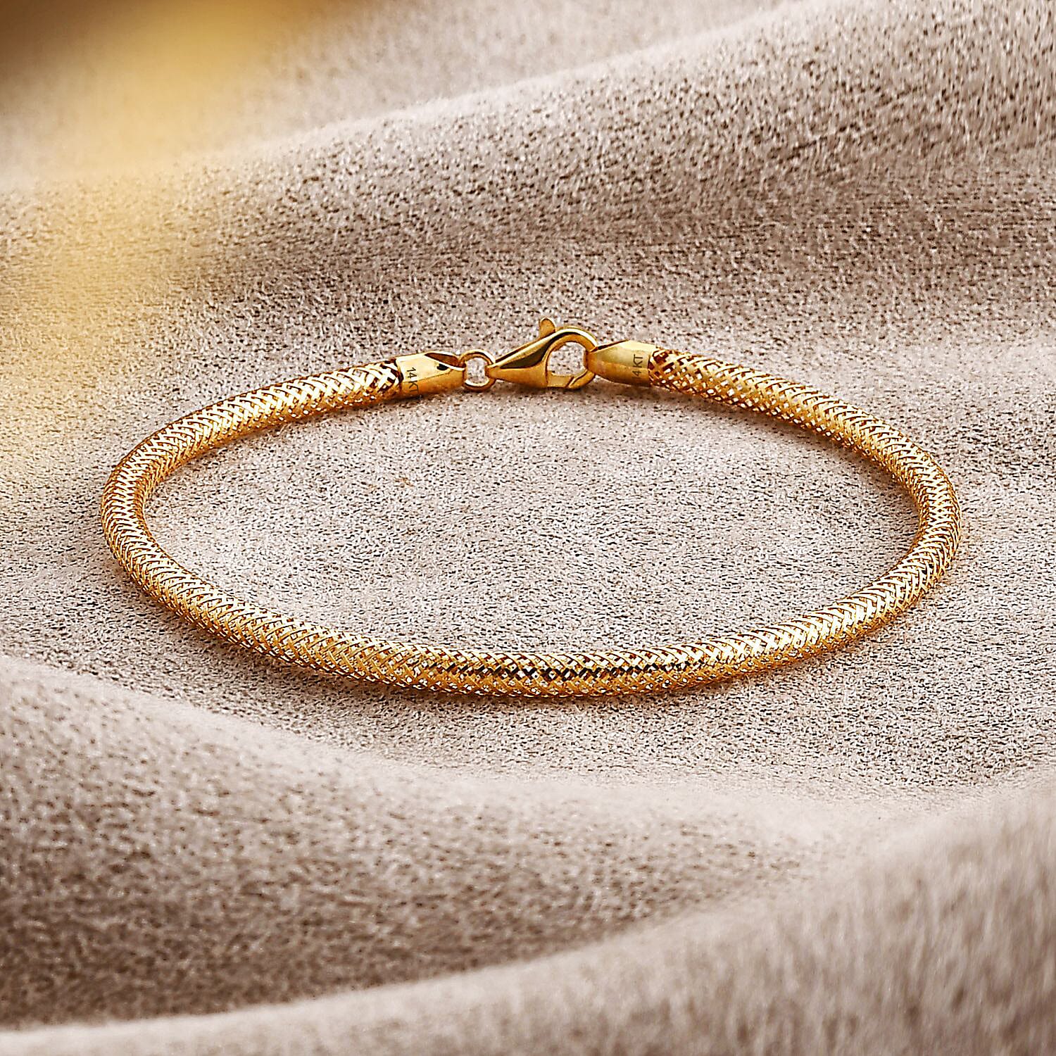 Royal Bali Collection 9K Yellow Gold Snake Textured Bracelet (Size - 8) with Lobster Clasp 8156051 2