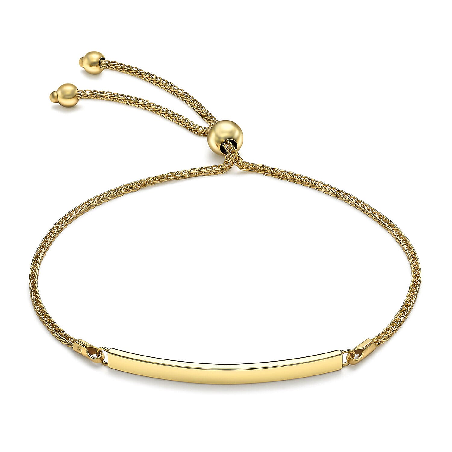 9K Yellow Gold 3mm x 34.5mm Spiga Chain Adjustable Slider ID Bracelet 9.5 Inch 7457261 0