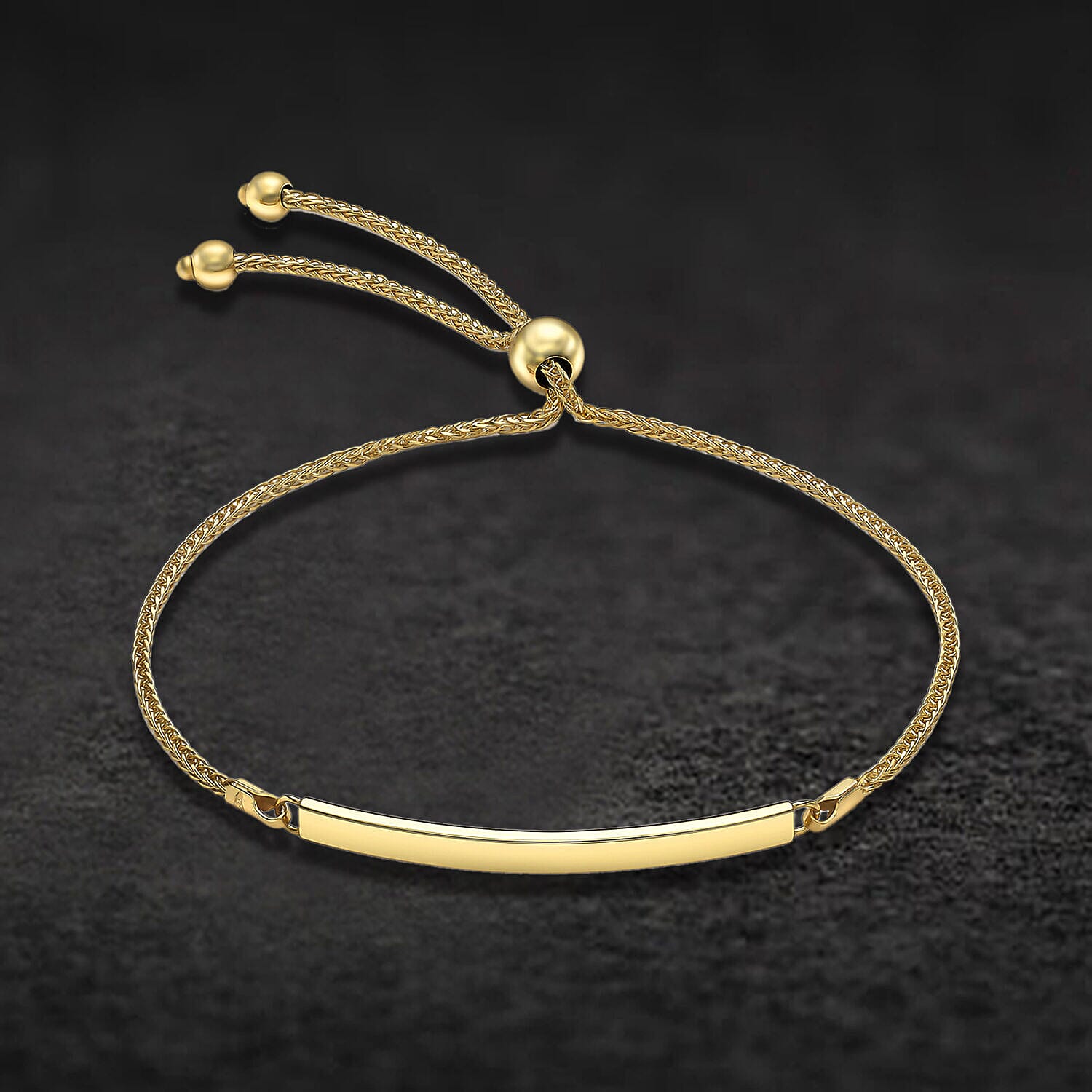9K Yellow Gold 3mm x 34.5mm Spiga Chain Adjustable Slider ID Bracelet 9.5 Inch 7457261 1