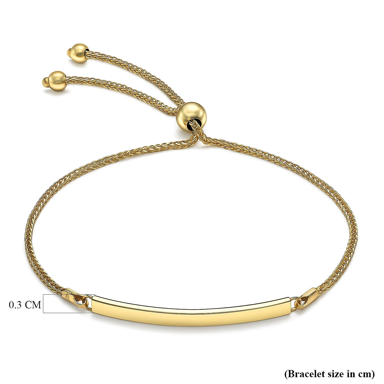 9K Yellow Gold 3mm x 34.5mm Spiga Chain Adjustable Slider ID Bracelet 9.5 Inch 7457261 2