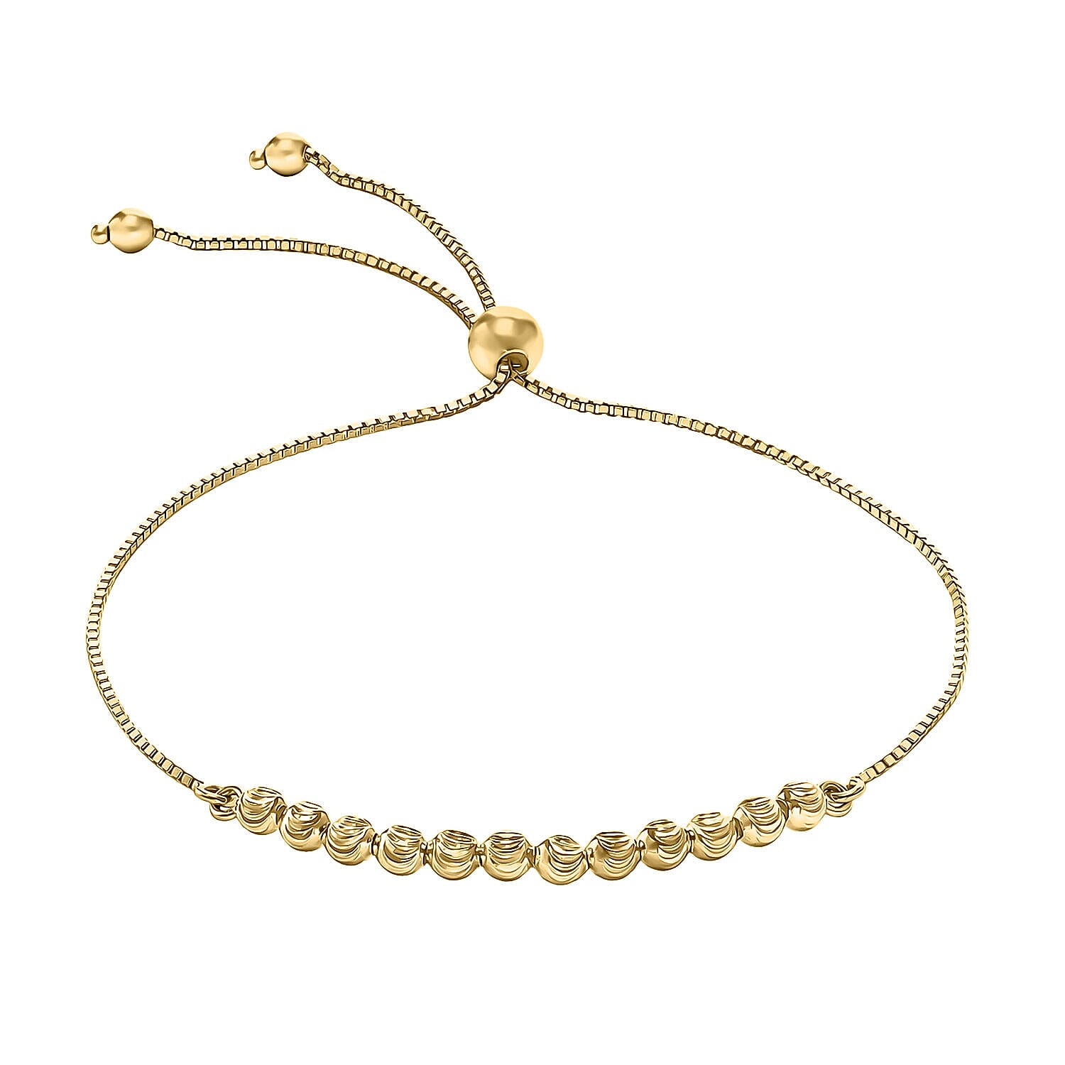 9K Yellow Gold Ball and Chain Adjustable Bracelet Maximum 9 Inch 1.8 grams 7488702 0