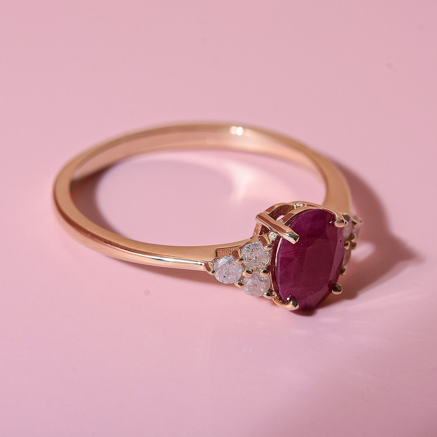 9K Yellow Gold Ruby and Diamond (G-H) Ring 1.11 Ct 7437929 1