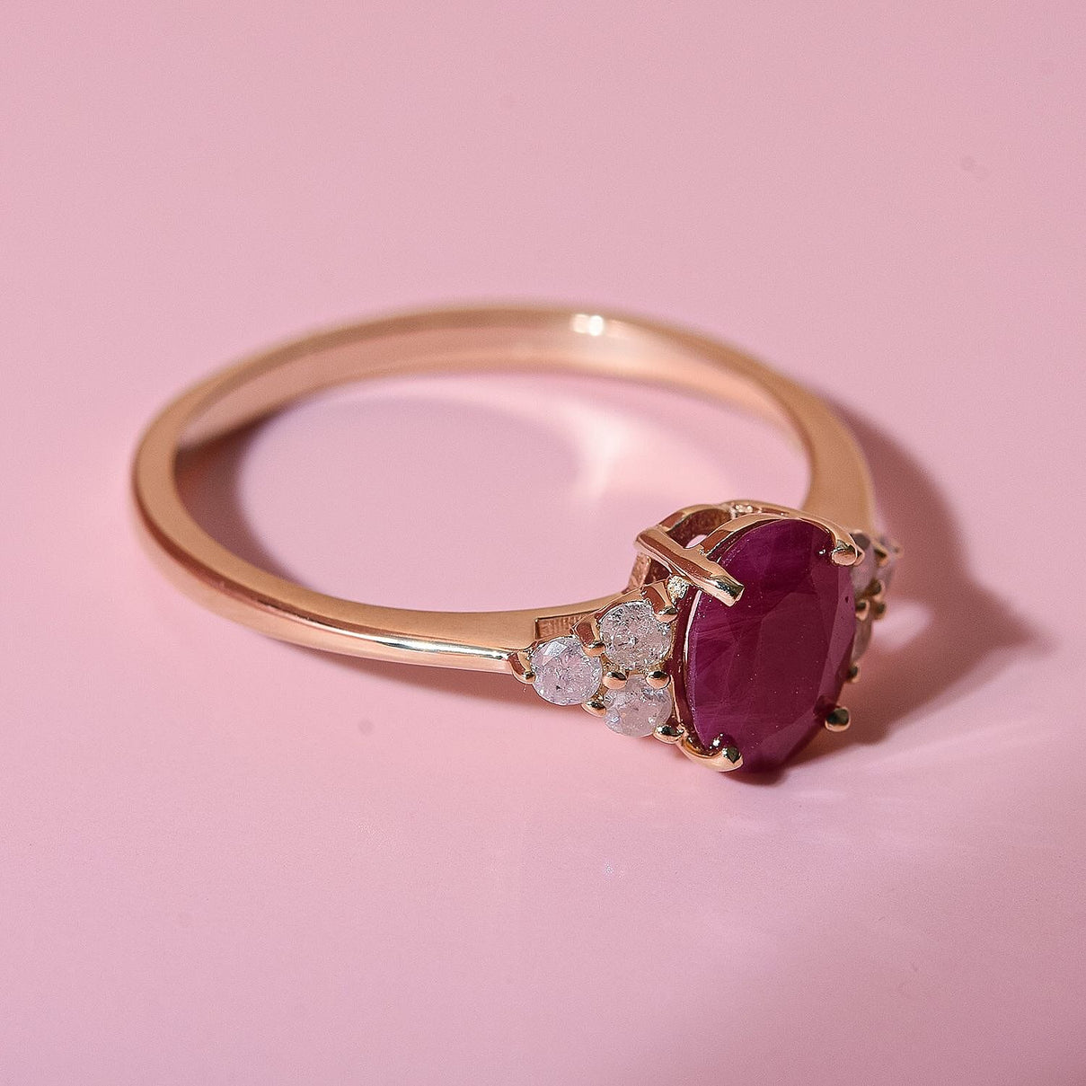 9K Yellow Gold Ruby and Diamond (G-H) Ring 1.11 Ct 7437929 7