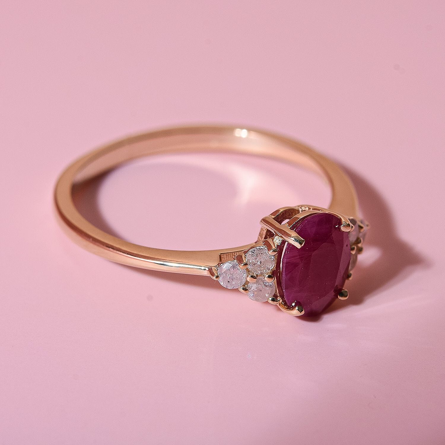 9K Yellow Gold Ruby and Diamond (G-H) Ring 1.11 Ct 7437929 7