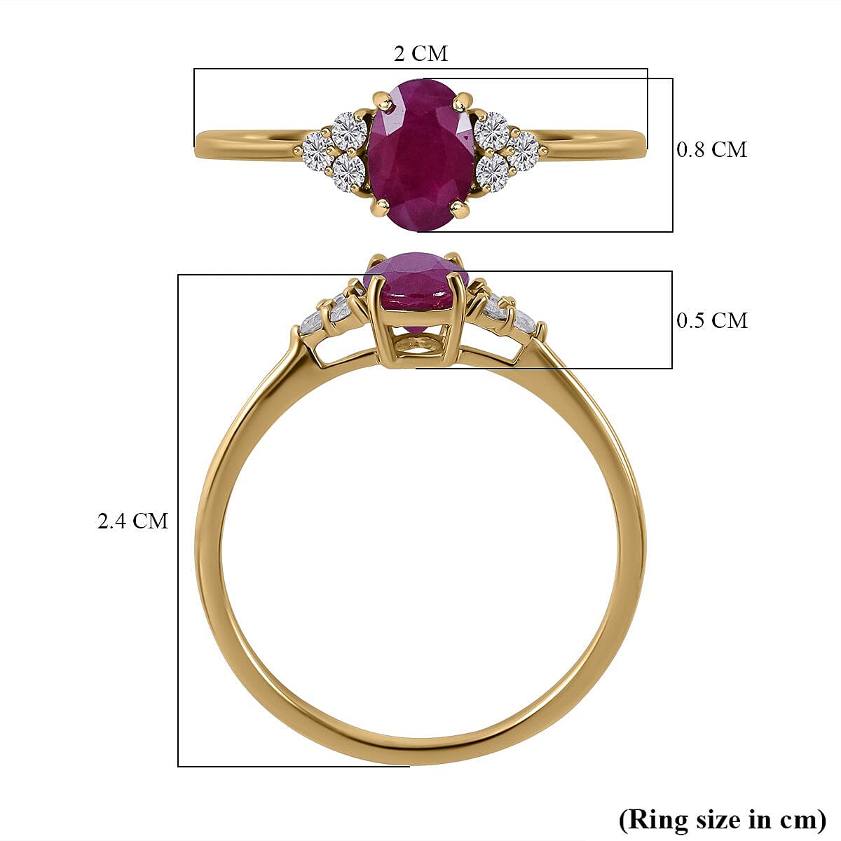 9K Yellow Gold Ruby and Diamond (G-H) Ring 1.11 Ct 7437929 11