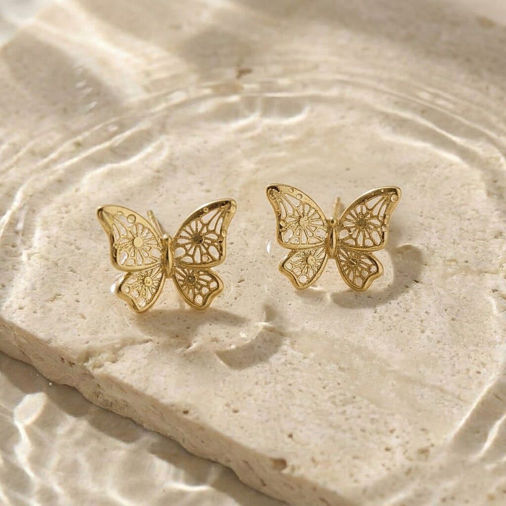 9K Yellow Gold Butterfly Earring 8156092 1