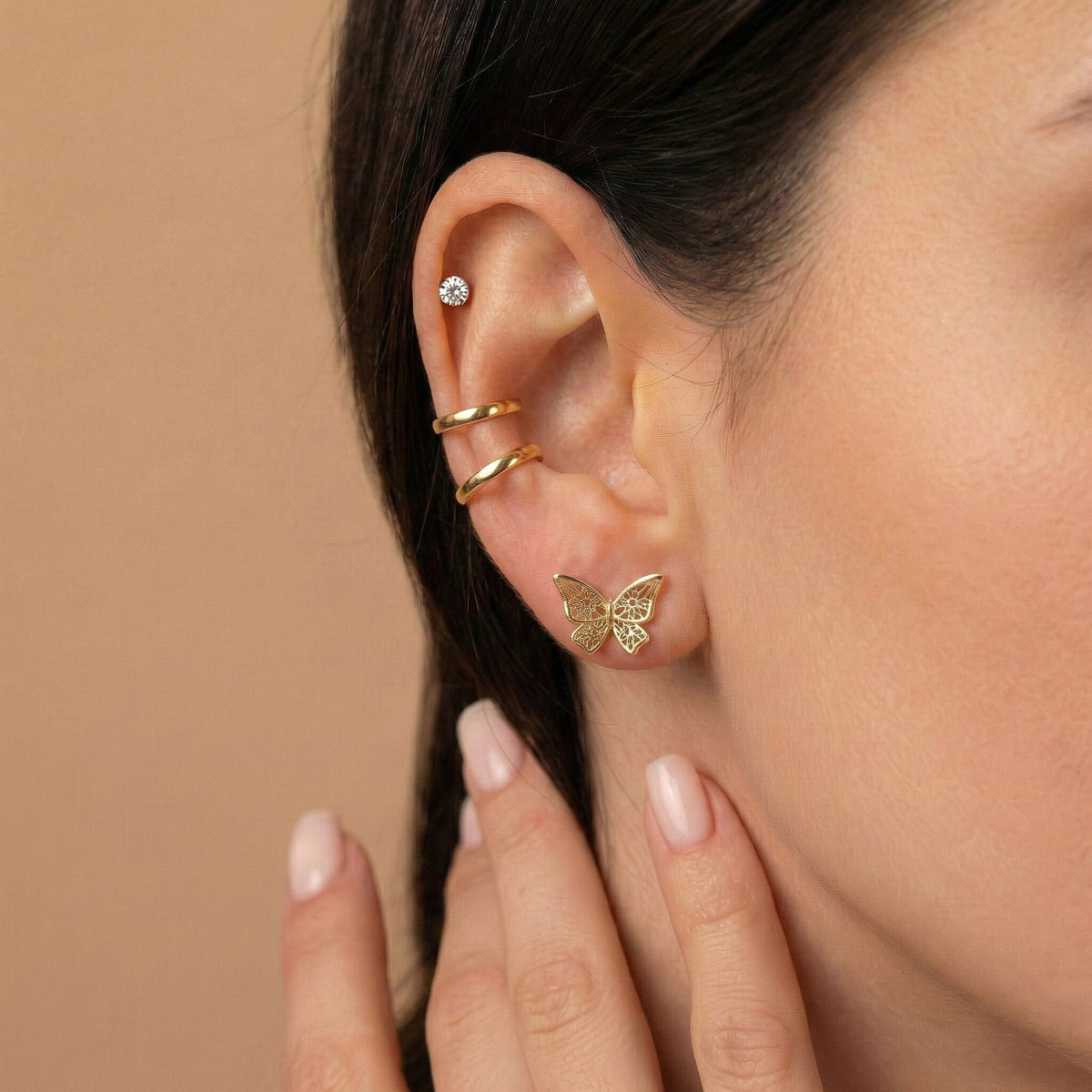 9K Yellow Gold Butterfly Earring 8156092 5