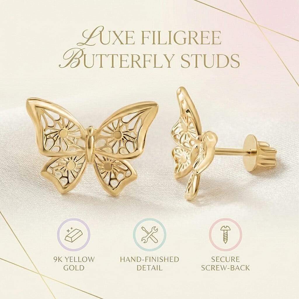 9K Yellow Gold Butterfly Earring 8156092 6