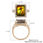 9K Yellow Gold Canadian Ammolite and Diamond Ring 4.23 Ct, Gold Wt. 3.00 Gms