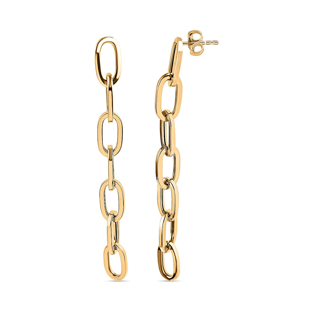 9K Yellow Gold Paperclip Drop Earrings