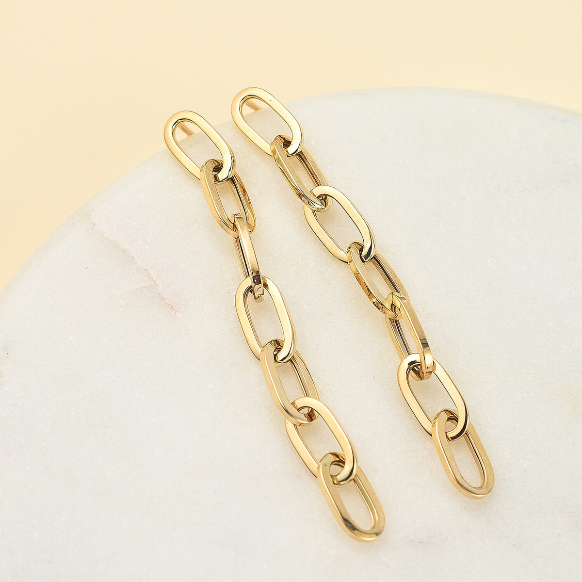 9K Yellow Gold Paperclip Drop Earrings 7674318 1