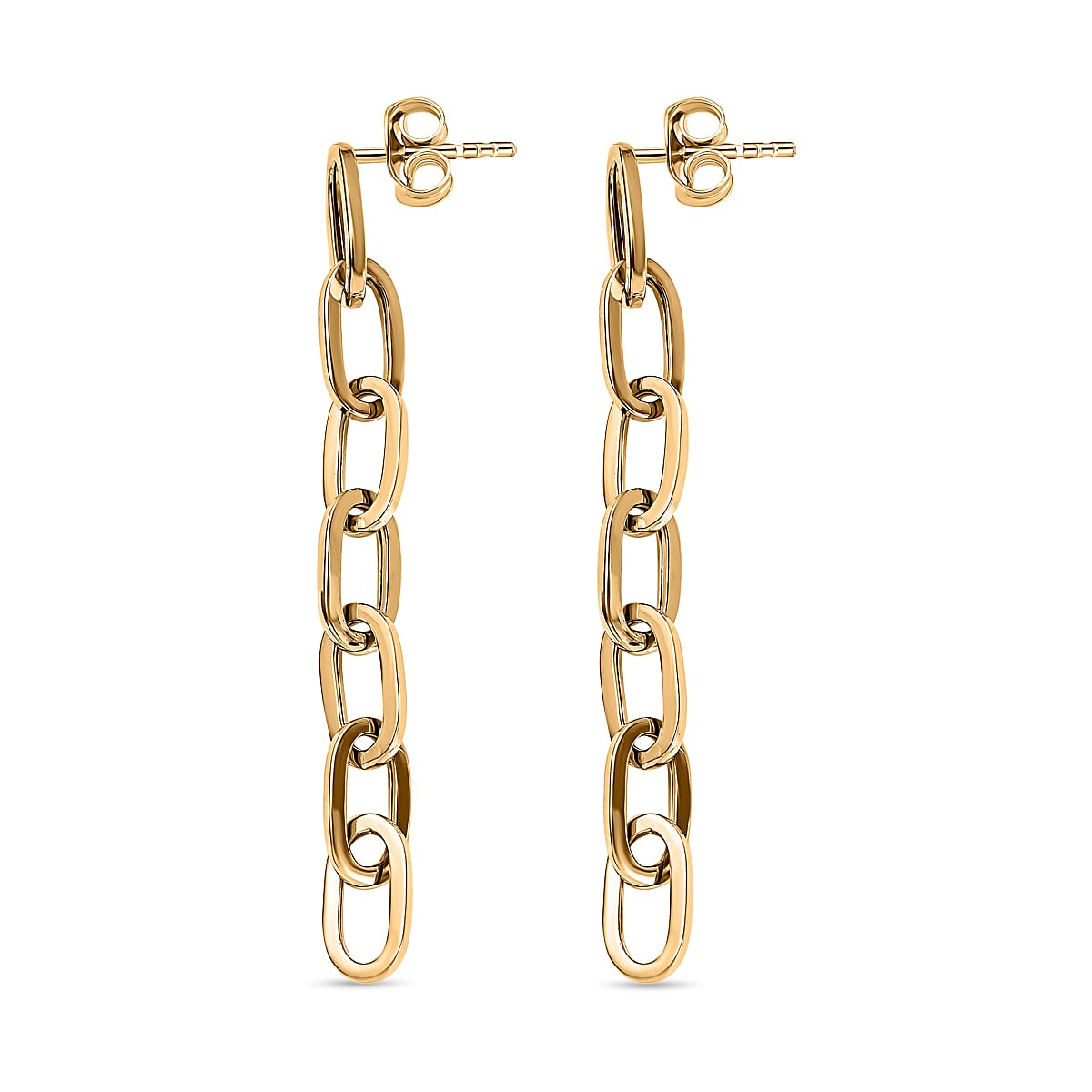 9K Yellow Gold Paperclip Drop Earrings 7674318 3