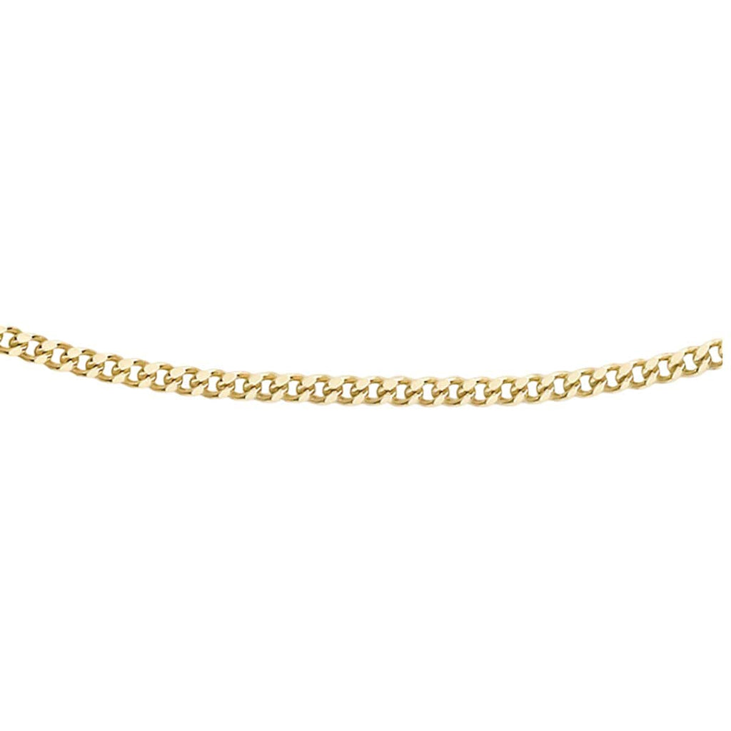 9K Yellow Gold Diamond Cut Curb Chain (Size - 15) With Spring Ring Clasp