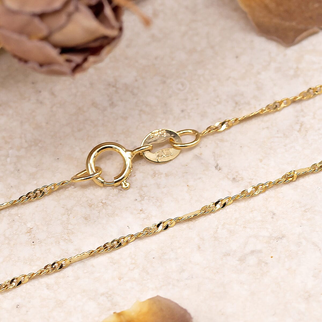 9K Yellow Gold  Chain (Size - 16),  Gold Wt. 0.91 Gms