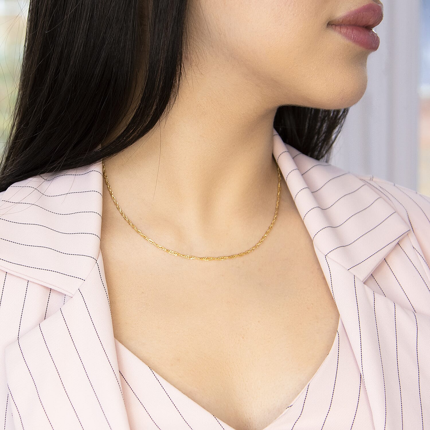 9K Yellow Gold Diamond Cut Twist Curb Chain 16 Inch 0.98 grams 7488706 2