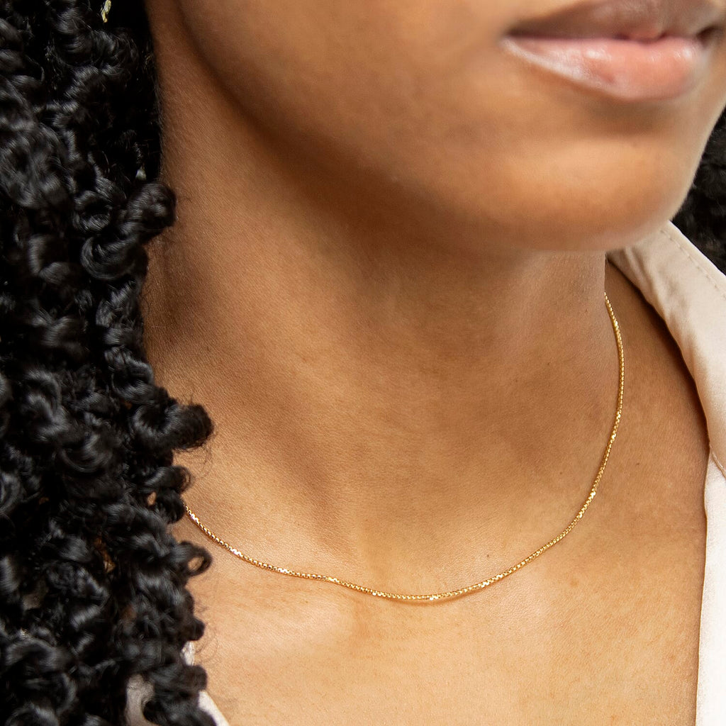 9K Yellow Gold  Chain (Size - 16),  Gold Wt. 1.3 Gms