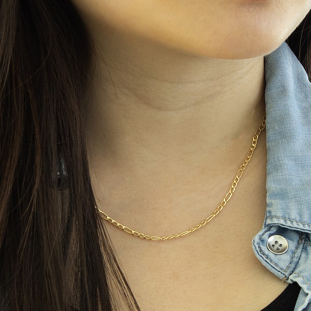 Figaro Chain 16 Inch in 9K Yellow Gold 7579440 1