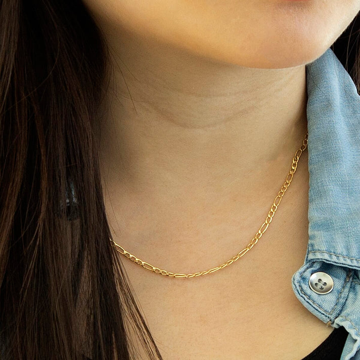 Figaro Chain 16 Inch in 9K Yellow Gold 7579440 2