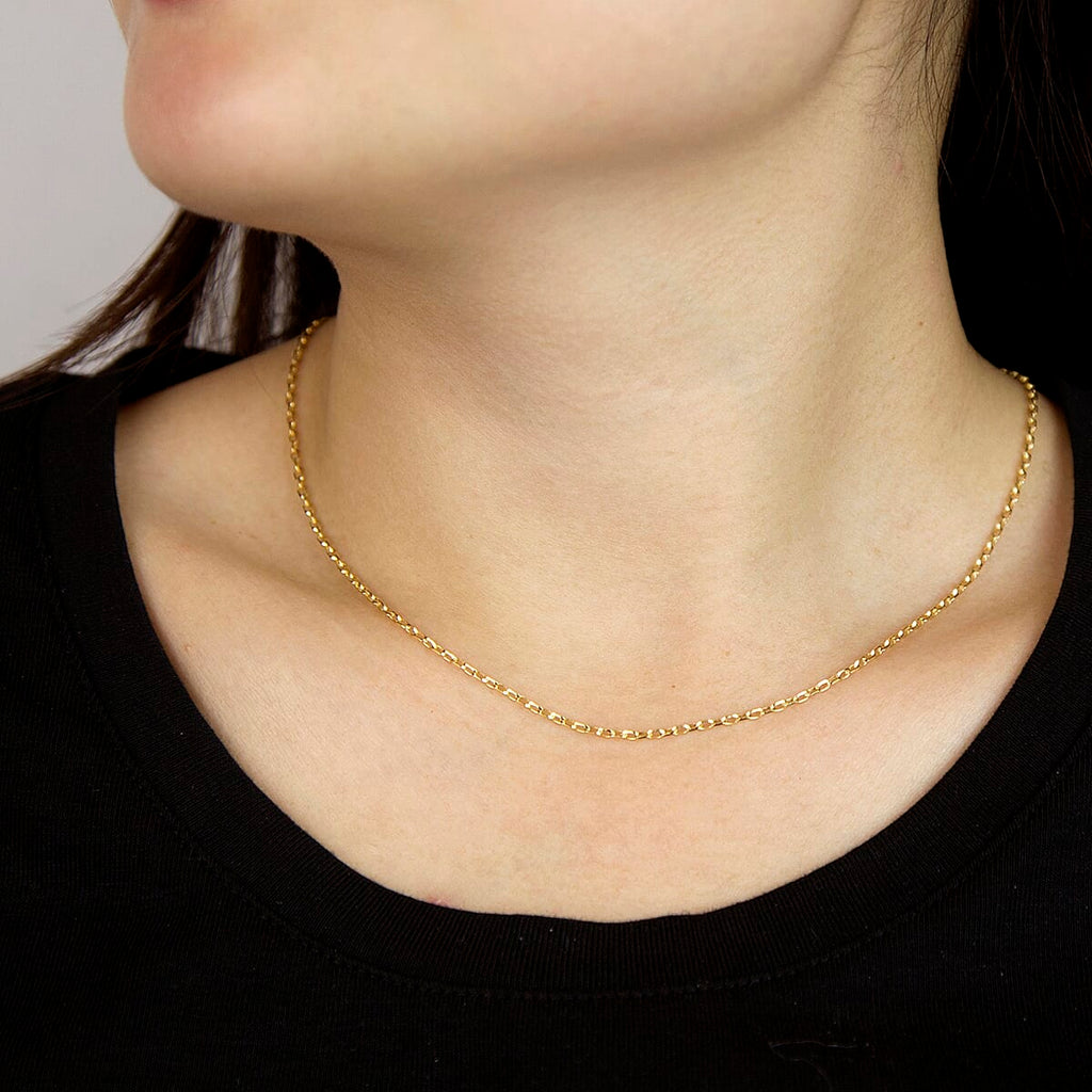 9K Yellow Gold Diamond Cut Belcher Chain With Spring Ring Clasp (Size - 16)