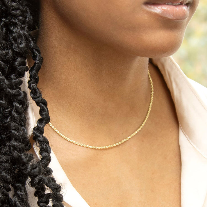 Diamond Cut Rope Chain 16 Inch in 9K Yellow Gold 7581037 2