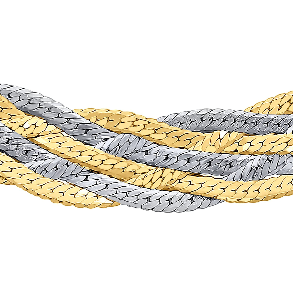 9K Two Colour Gold Plait Textured Herringbone Necklace 16 Inch 5.5g 7337172 3