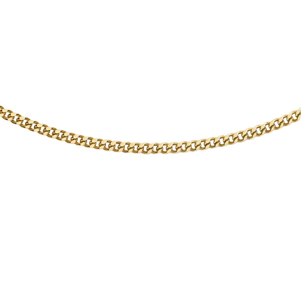 9K Yellow Gold Diamond Cut Curb Chain (Size - 18) With Spring Ring Clasp