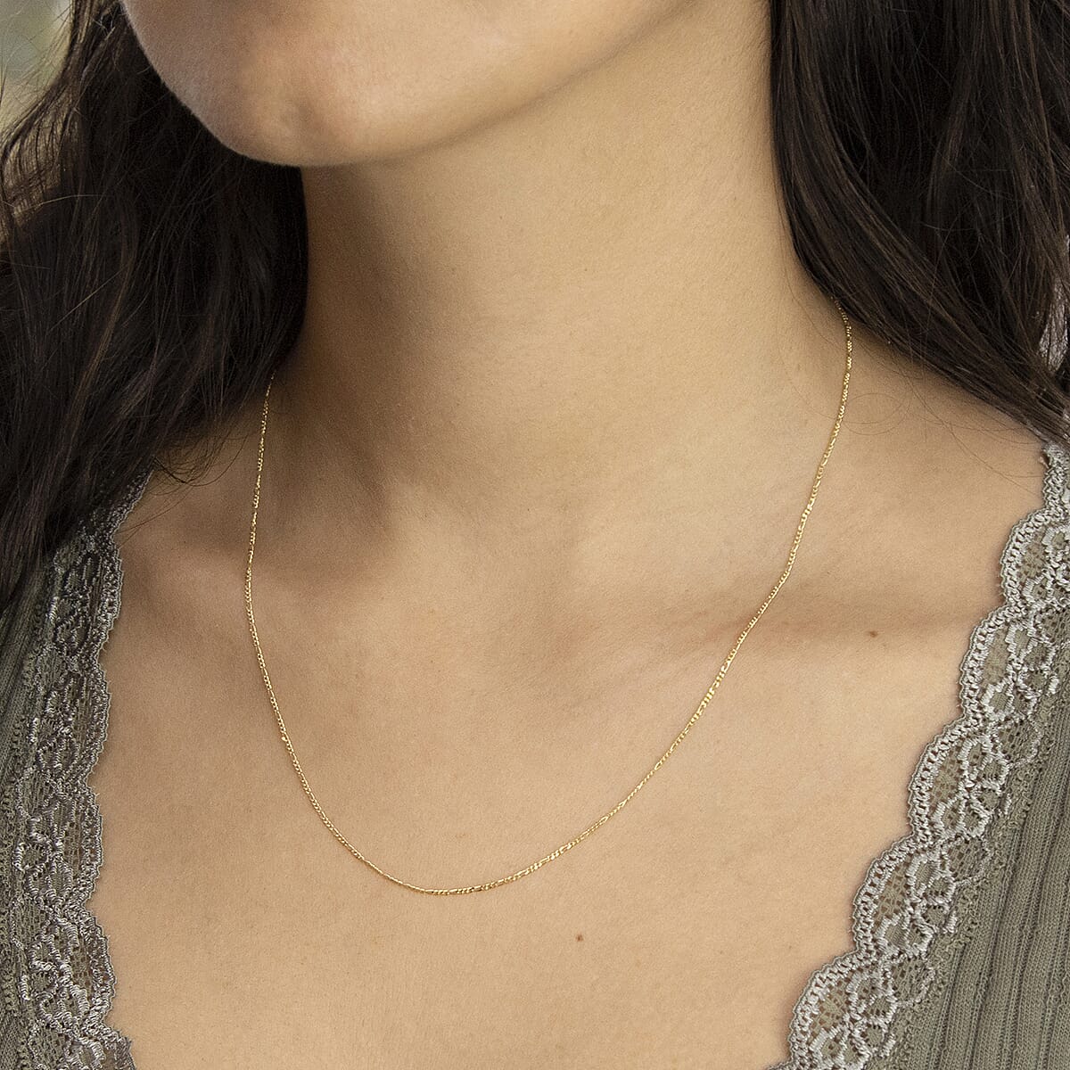 Diamond Cut Figaro Chain 18 Inch in 9K Yellow Gold 7579392 1