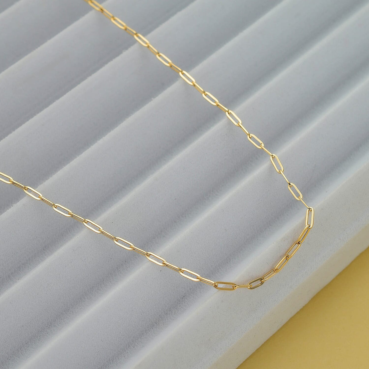 9K Yellow Gold 1.7MM Paper Clip Necklace (Size - 18) with Lobster Clasp 7663089 1