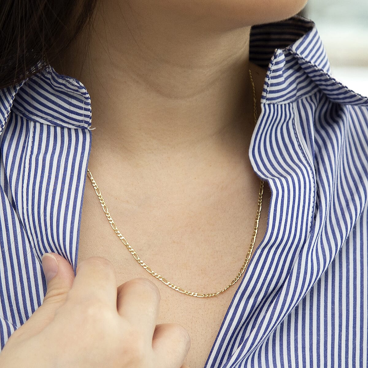 Figaro Chain 18 Inch in 9K Yellow Gold 7579430 1