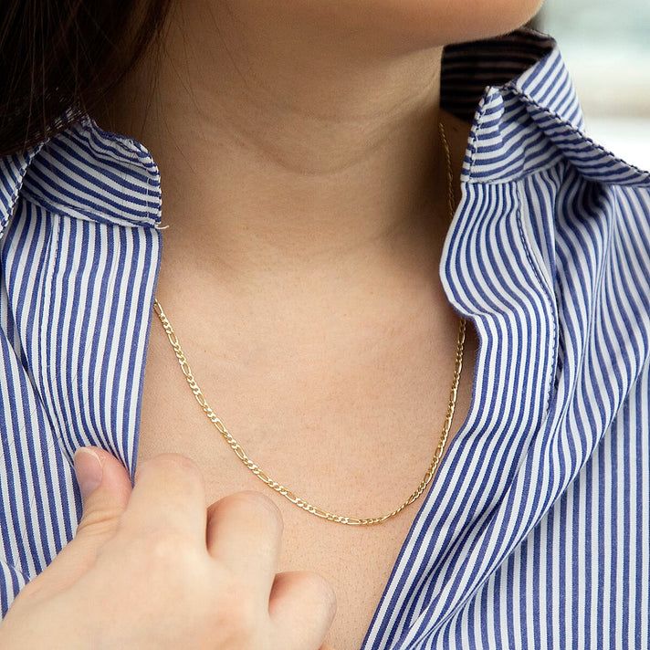 Figaro Chain 18 Inch in 9K Yellow Gold 7579430 2