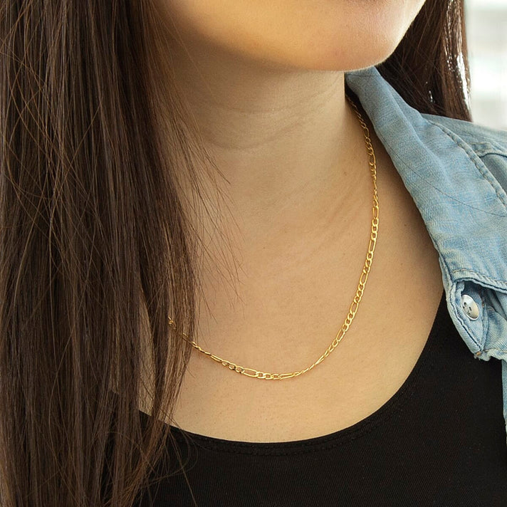 Figaro Chain 18 Inch in 9K Yellow Gold 7579670 2
