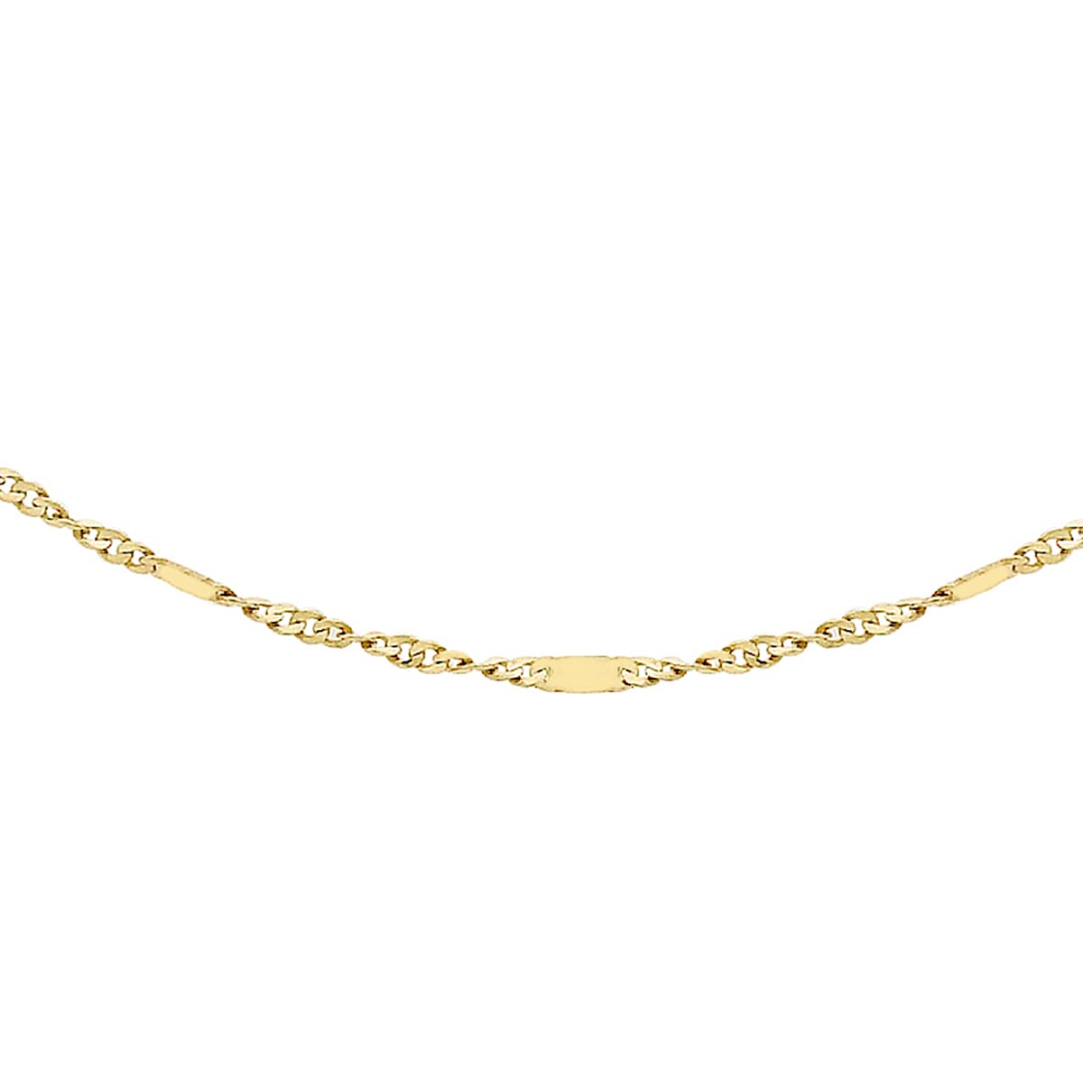 Diamond Cut Twist and Bar Curb Chain 18 Inch in 9K Yellow Gold 7579720 0