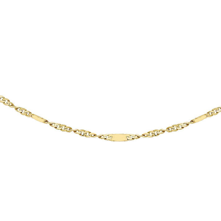 Diamond Cut Twist and Bar Curb Chain 18 Inch in 9K Yellow Gold 7579720 1
