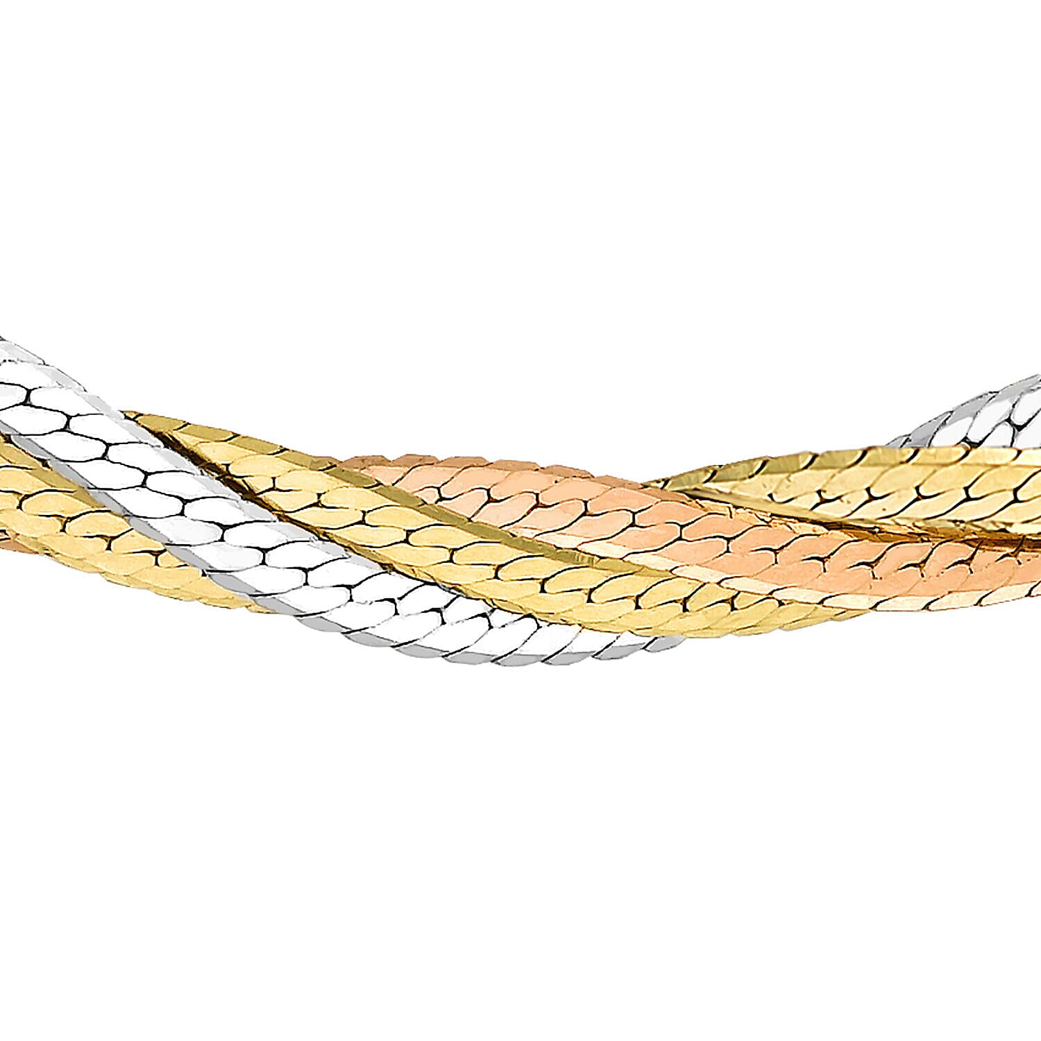 9K Three Colour Gold 4.2mm Plait Herringbone Chain 18 Inch 7337205 0
