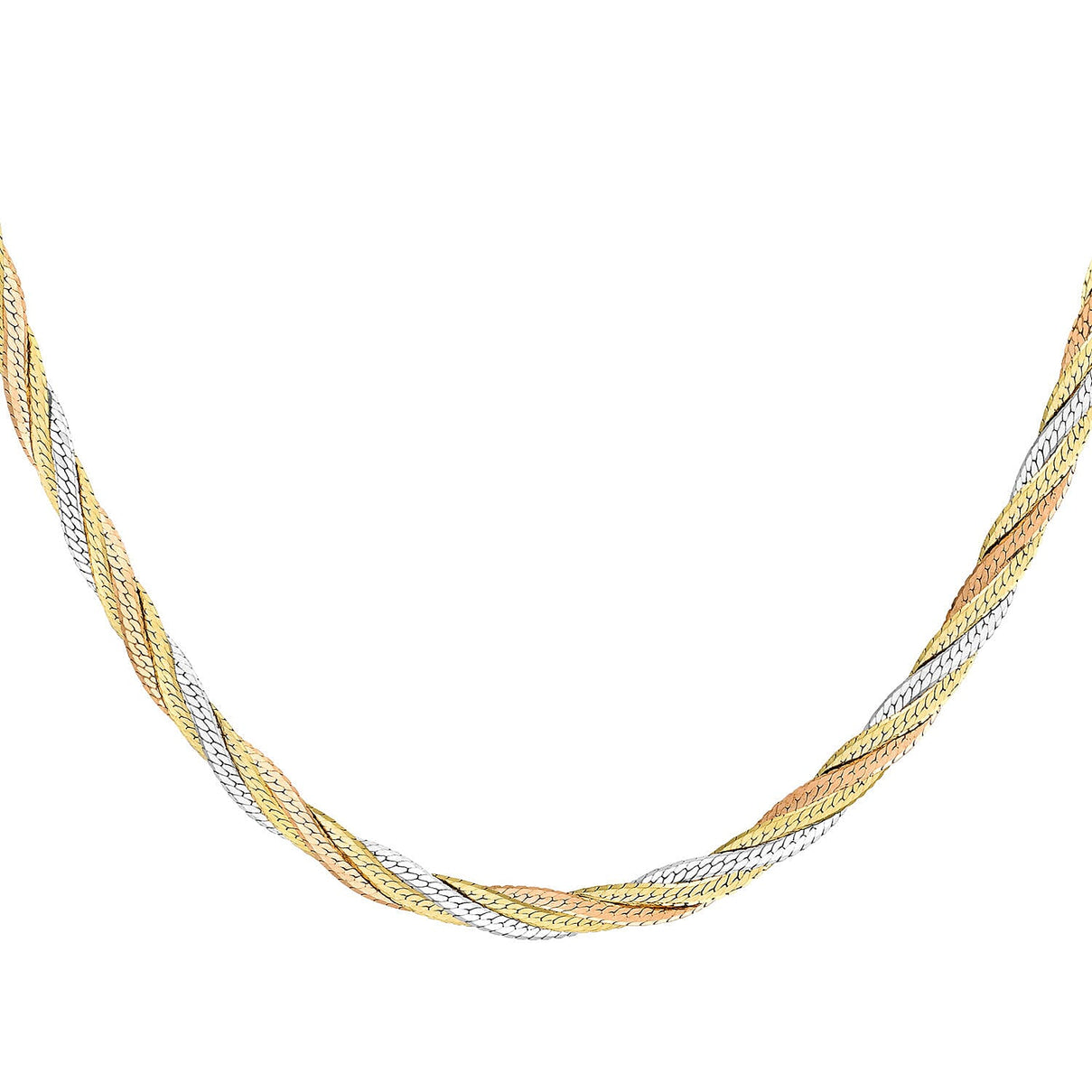 9K Three Colour Gold 4.2mm Plait Herringbone Chain 18 Inch 7337205 1