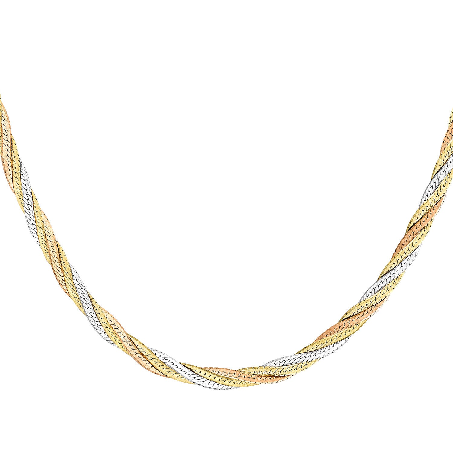 9K Three Colour Gold 4.2mm Plait Herringbone Chain 18 Inch 7337205 1