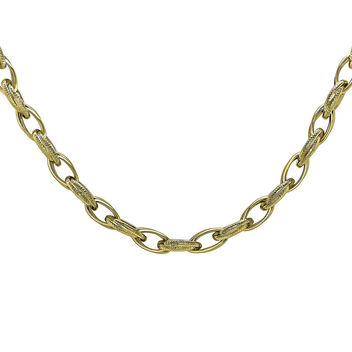 9K Yellow Gold 6.2mm Textured and Plain Link Prince of Wales Chain 18 Inch 7329848 0