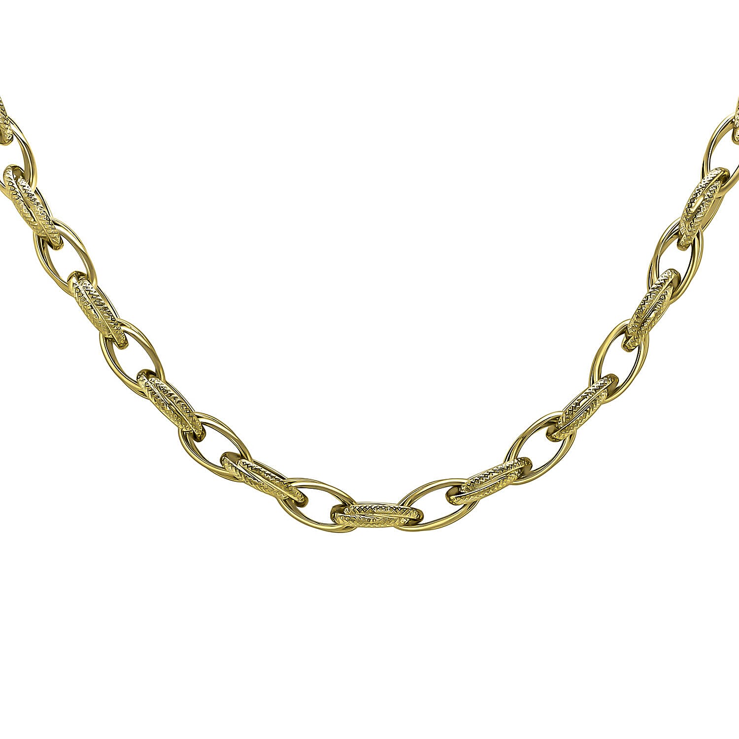 9K Yellow Gold 6.2mm Textured and Plain Link Prince of Wales Chain 18 Inch 7329848 0