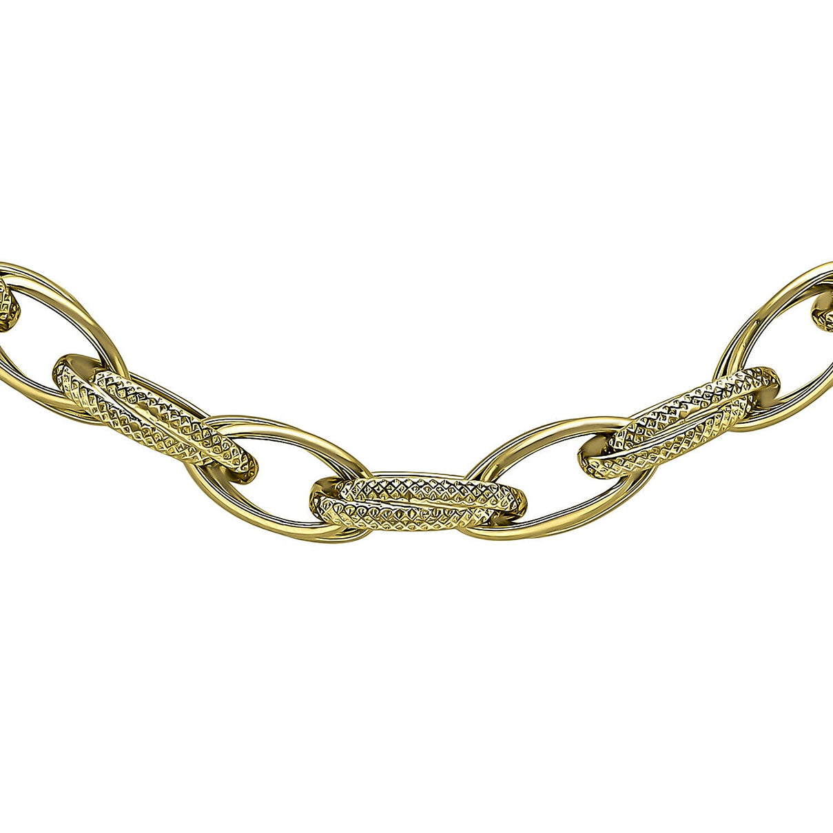 9K Yellow Gold 6.2mm Textured and Plain Link Prince of Wales Chain 18 Inch 7329848 1