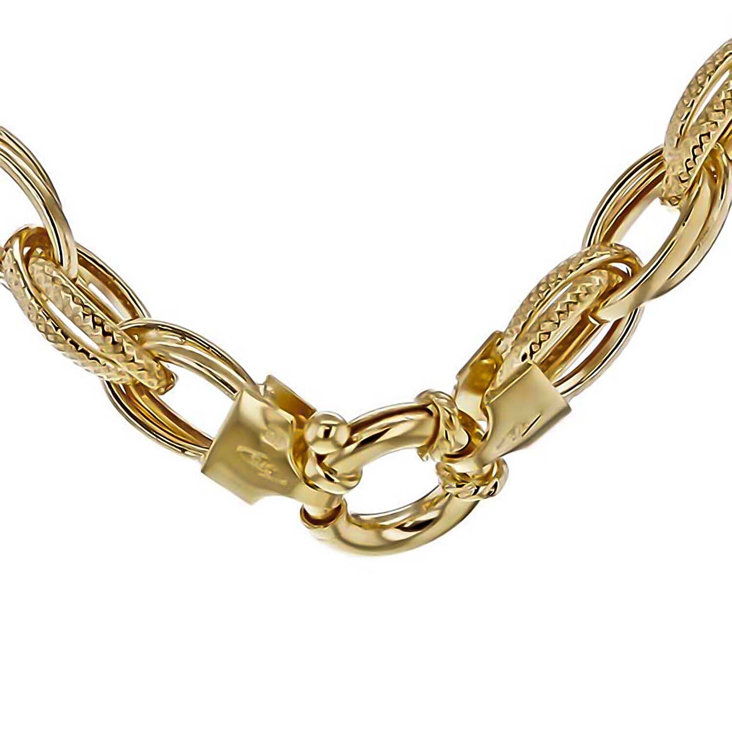 9K Yellow Gold 6.2mm Textured and Plain Link Prince of Wales Chain 18 Inch 7329848 2