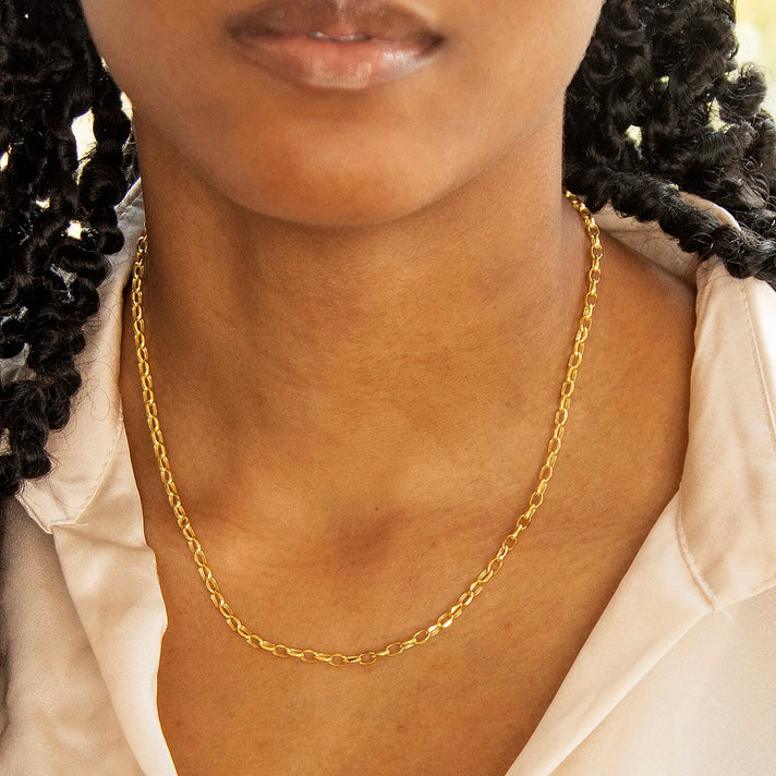 Oval Belcher Chain 18 Inch in 9K Yellow Gold 7579016 2