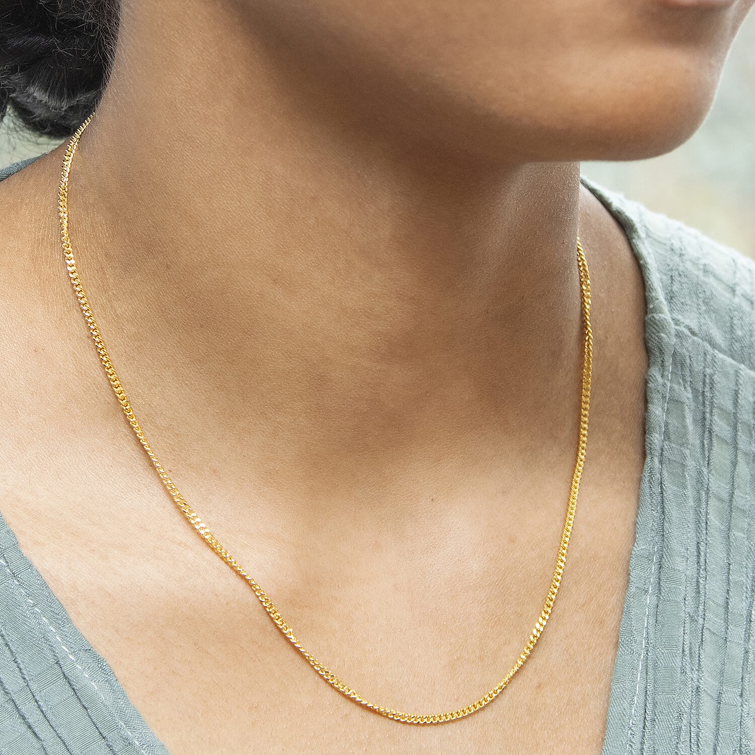 Diamond Cut Curb Chain 18 Inch in 9K Yellow Gold 5.6g 7577823 1