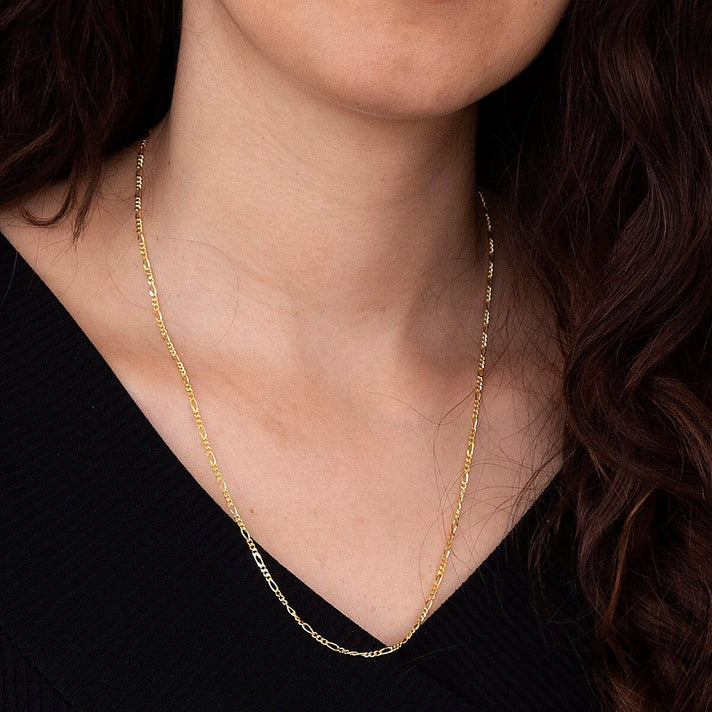 Diamond Cut Figaro Chain 20 Inch in 9K Yellow Gold 7579416 2