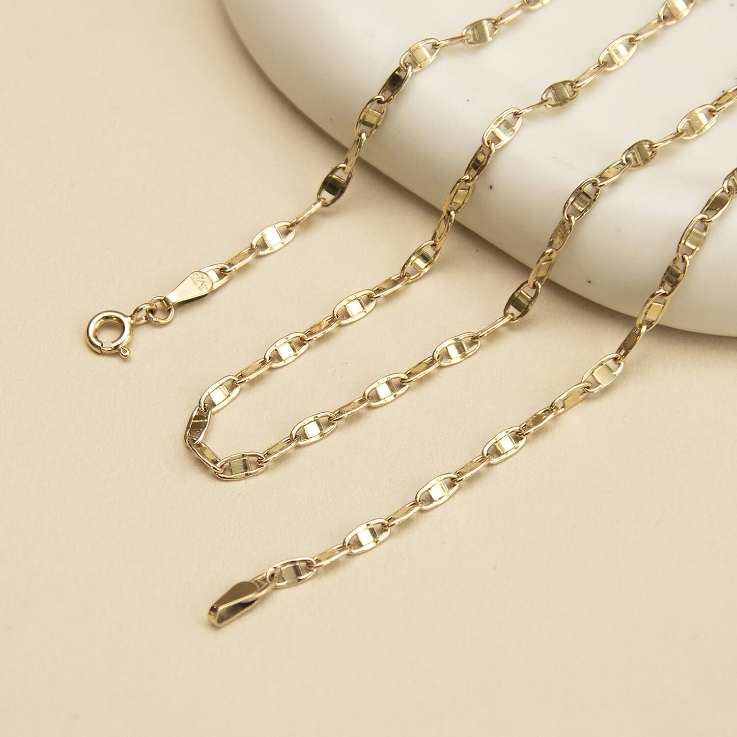 9K Yellow Gold Flat Oval Link Chain 20 Inch 7329911 2