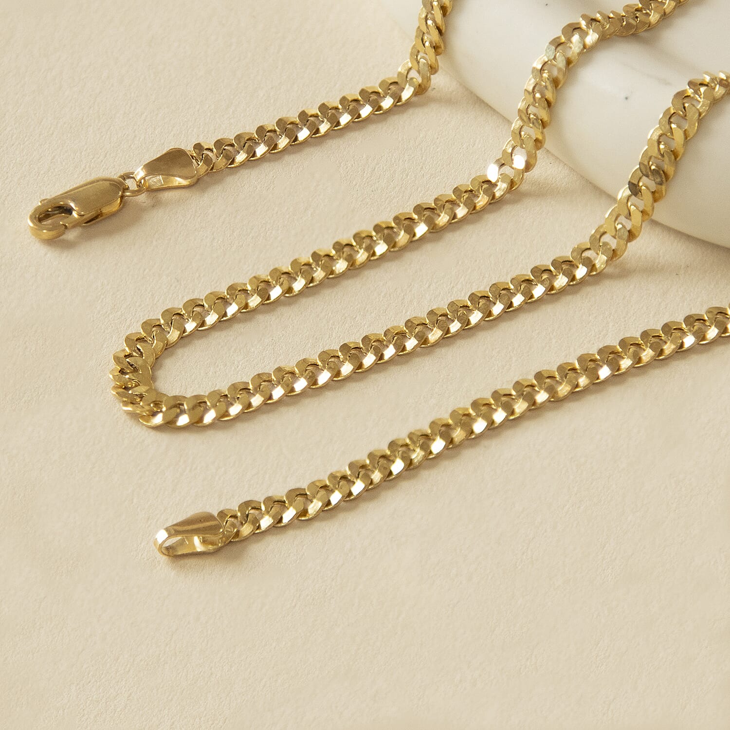 Diamond Cut 4.3mm Round-Link Curb Chain 20 Inch in 9K Yellow Gold 6.4g 7578167 2