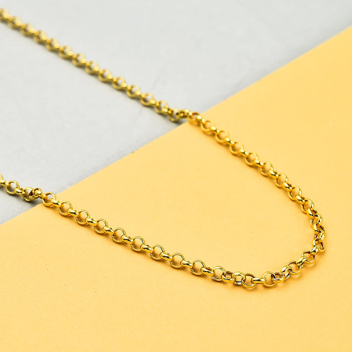 Hatton Garden Closeout - 9K Yellow Gold 2MM Hollow Oval Diamond Cut Belcher Necklace with Spring Ring Clasp  20 Inch 7763404 2