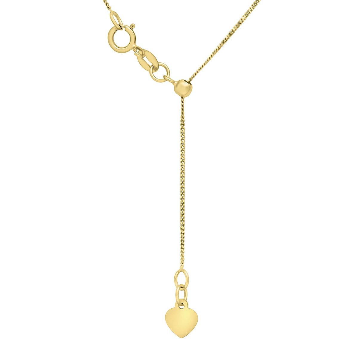24 Adjustable Heart Slider Curb Chain 22 Inch in 9K Yellow Gold 7577775 2